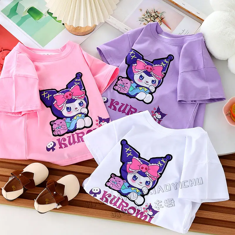 Cute Kuromi T-Shirt 2024 New Sanrio Kawaii Anime Patch Cloth Bright Light Short-Sleeved Girls Cartoon Sweet Tops Gift for Kids
Cute Kuromi T-Shirt 2024 New Sanrio Kawaii Anime Patch Cloth Bright Light Short-Sleeved Girls Cartoon Sweet Tops Gift for Kids