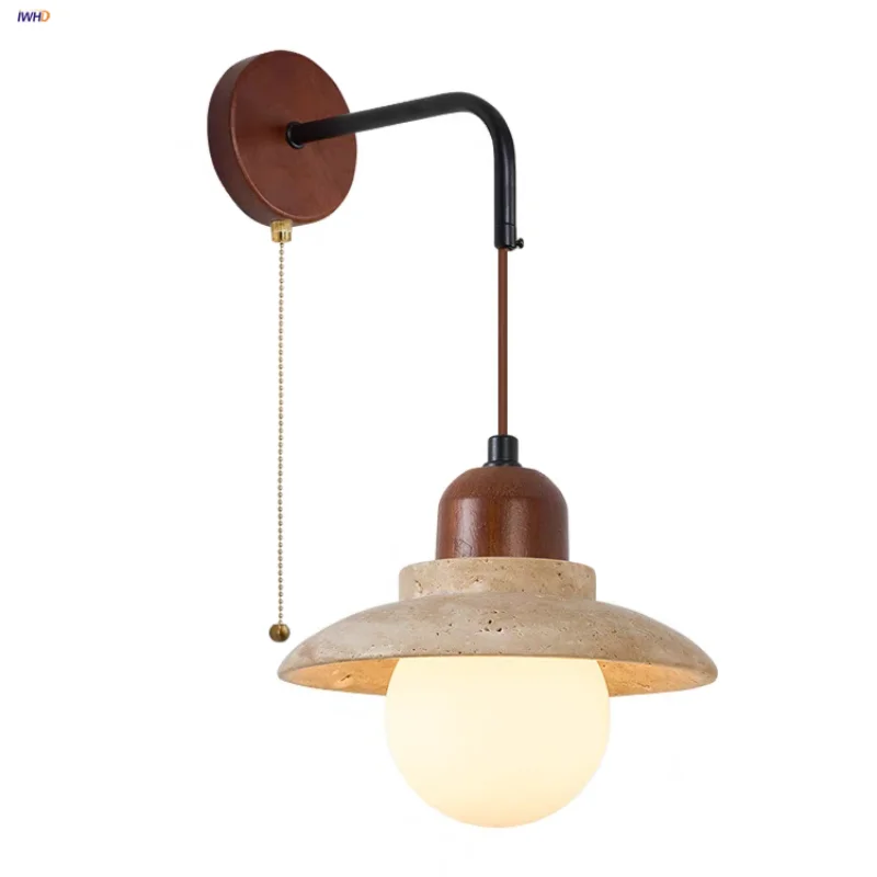 IWHD White Glass LED Wall Lights Kitchen Restaurant Yellow Travertine Pull Chain Switch Wood Nordic Modern Bedside Lamp Sconce
IWHD White Glass LED Wall Lights Kitchen Restaurant Yellow Travertine Pull Chain Switch Wood Nordic Modern Bedside Lamp Sconce