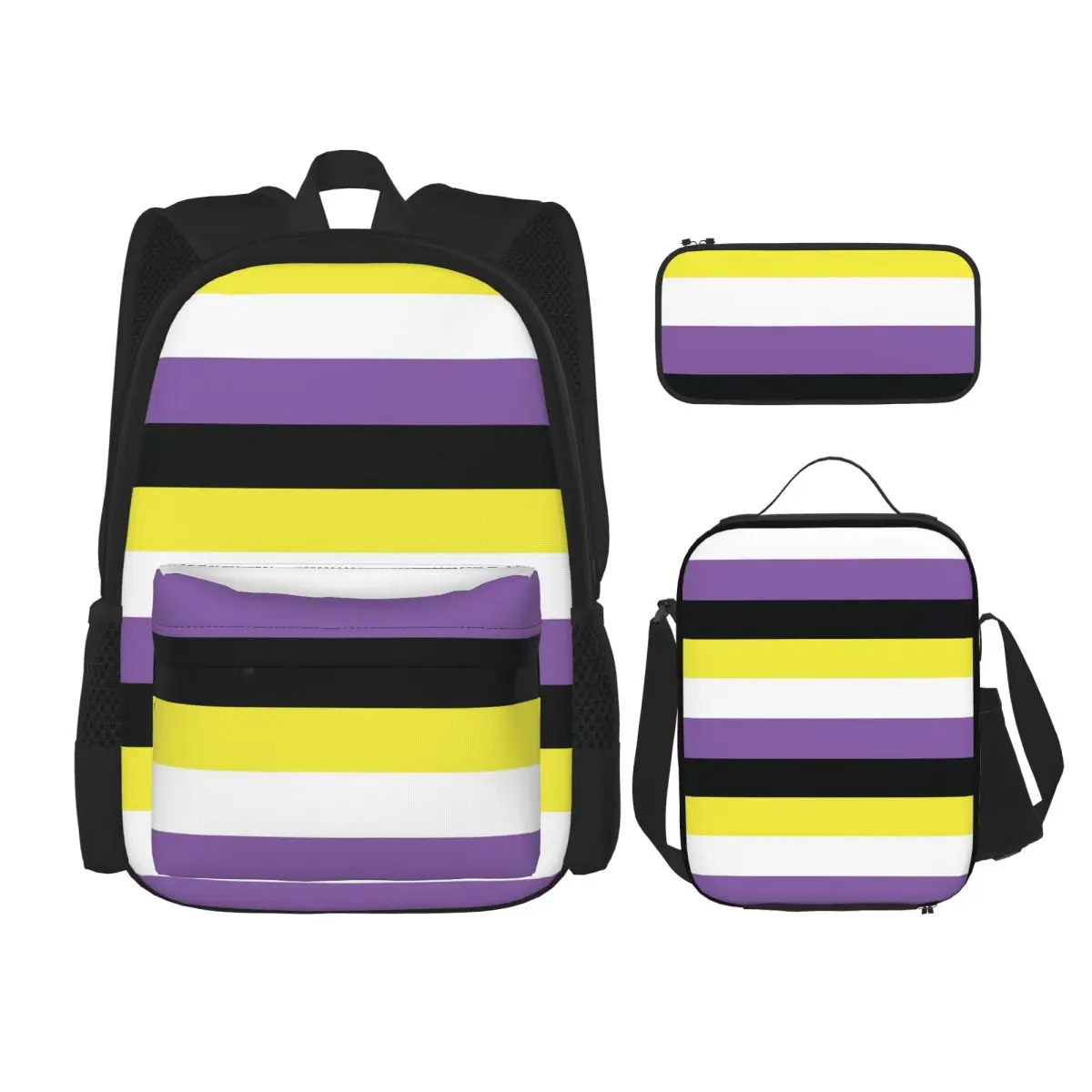 Non-Binary Pride Flag Backpacks Students Bookbag School Bags Rucksack Lunch Bag Pen Bag Three-Piece Set
Non-Binary Pride Flag Backpacks Students Bookbag School Bags Rucksack Lunch Bag Pen Bag Three-Piece Set