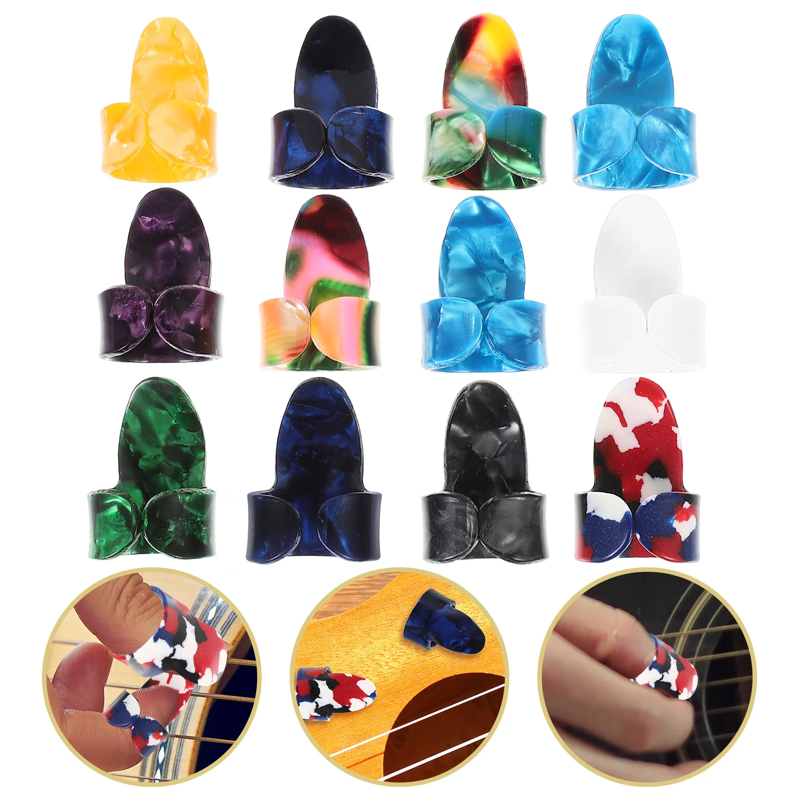 12pcs Guitar Finger Picks Xylonite For Bass Electric Acoustic Guitar Ukulele Thick Picks With Grip Comfortable Wear Variety Pack
12pcs Guitar Finger Picks Xylonite For Bass Electric Acoustic Guitar Ukulele Thick Picks With Grip Comfortable Wear Variety Pack