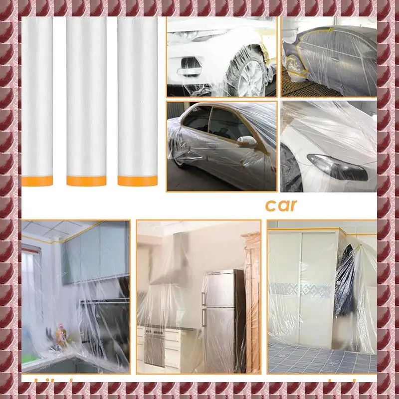 A95G 6 Rolls Painters Plastic With Tape, Pre-Taped Masking Film, Automotive Best Tape And Drape,For Covering Skirting
A95G 6 Rolls Painters Plastic With Tape, Pre-Taped Masking Film, Automotive Best Tape And Drape,For Covering Skirting
