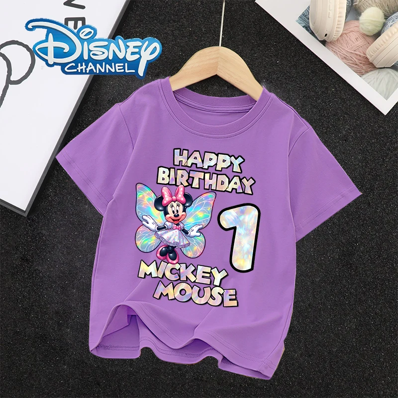 Mickey Minnie Mouse T-shirt Number Laser Pattern Print Purple Shirts Short Sleeve Fashion Outfit Kid Cute Birthday Toddler Gift
Mickey Minnie Mouse T-shirt Number Laser Pattern Print Purple Shirts Short Sleeve Fashion Outfit Kid Cute Birthday Toddler Gift