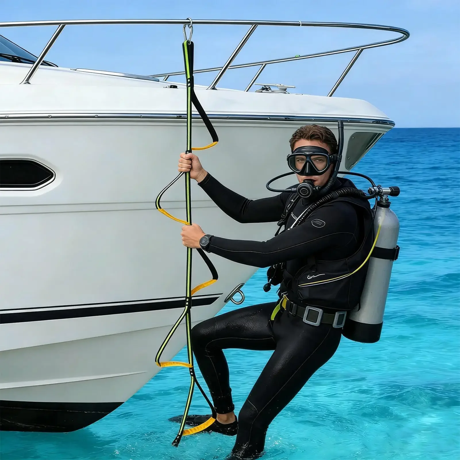 High-Strength 160/220cm Rope Ladder: 5/7-Step Water Sports Accessory for Pontoon Boats, Fishing Kayaks, Motorboats & Canoeing
High-Strength 160/220cm Rope Ladder: 5/7-Step Water Sports Accessory for Pontoon Boats, Fishing Kayaks, Motorboats & Canoeing