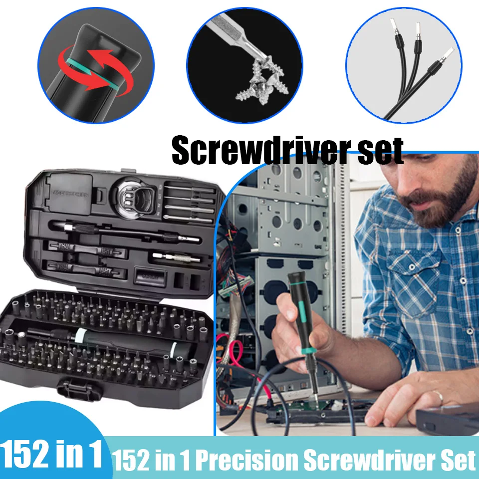 152 in 1 Precision Screwdriver Set, Laptop Repair Kit,Computer Screwdriver Repair Kit Screwdriver Hand Tools Accessories
152 in 1 Precision Screwdriver Set, Laptop Repair Kit,Computer Screwdriver Repair Kit Screwdriver Hand Tools Accessories
