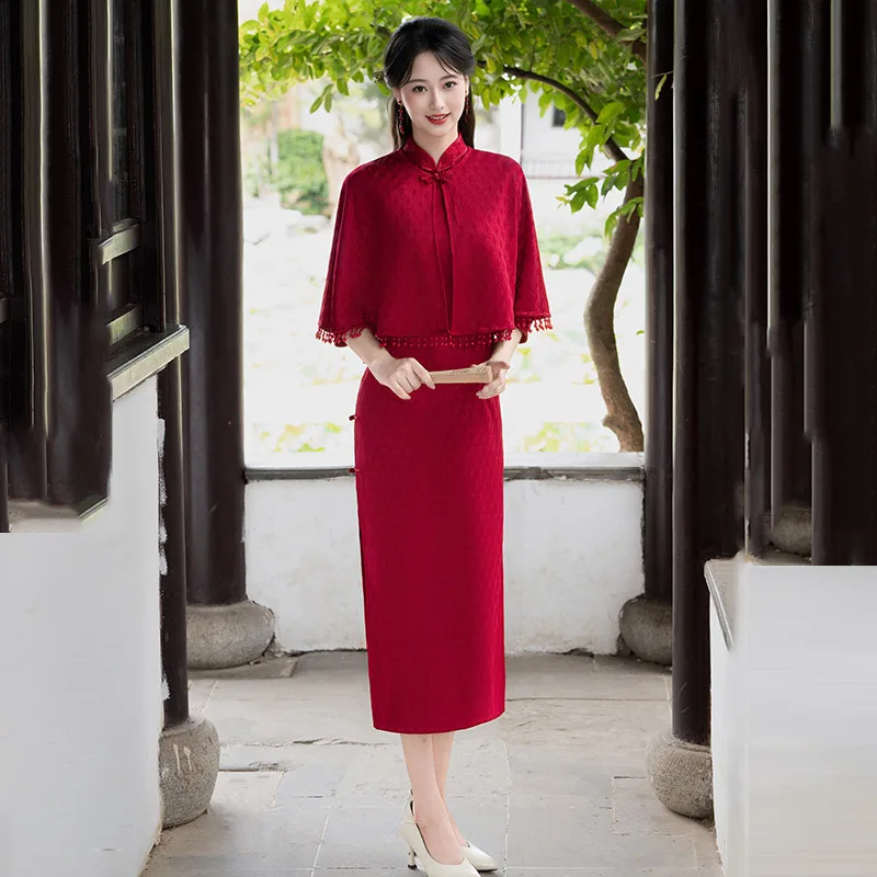 Toast Dress Bride 2025 New High end Red Engagement Dress Women's Wedding Shawl Two piece Set Qipao
Toast Dress Bride 2025 New High end Red Engagement Dress Women's Wedding Shawl Two piece Set Qipao