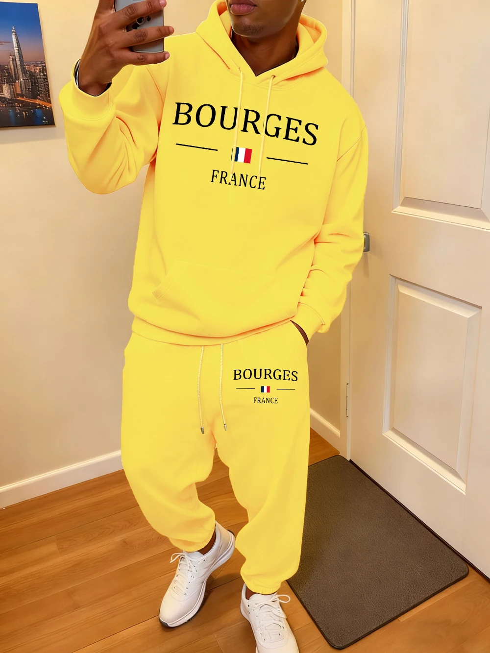 2 Pcs Hoodie Set Mens Bourges France Flag Printing Sweatpants Sporty Fleece Warm Pocket Sweatshirt Pants Autumn Loose Clothes
2 Pcs Hoodie Set Mens Bourges France Flag Printing Sweatpants Sporty Fleece Warm Pocket Sweatshirt Pants Autumn Loose Clothes