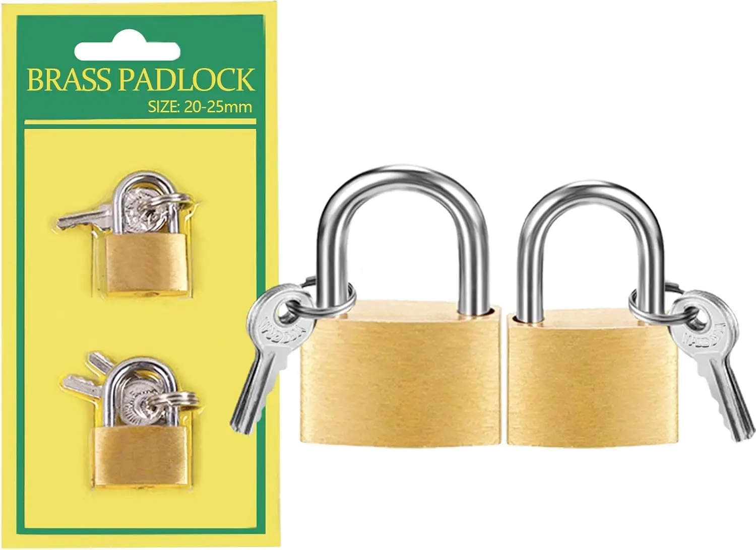 2 Mini Solid Brass Padlocks with Keys, 20mm & 25mm for Luggage, Backpack, Gym Locker, Jewelry Box
2 Mini Solid Brass Padlocks with Keys, 20mm & 25mm for Luggage, Backpack, Gym Locker, Jewelry Box