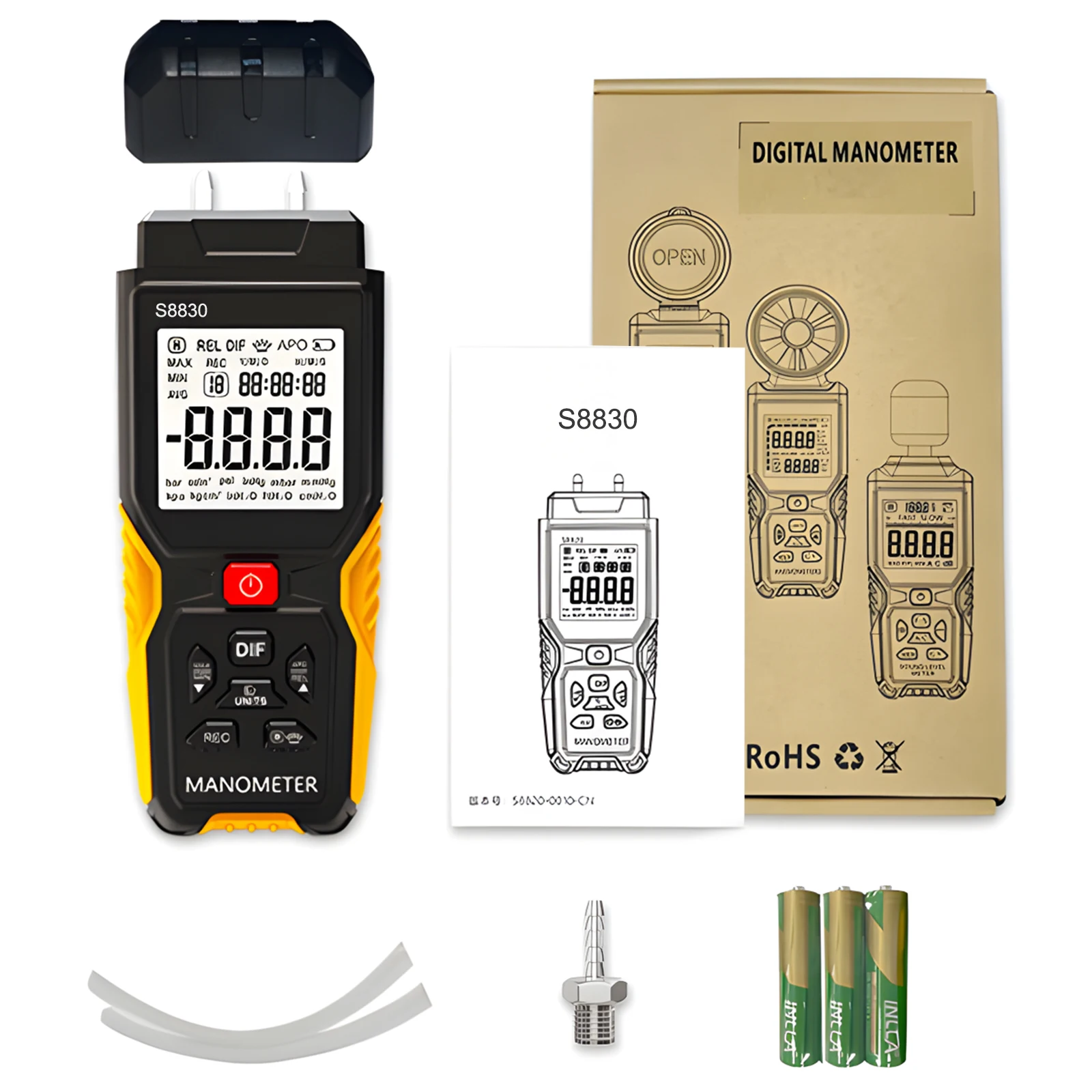 Digital Pressure Gauge Manometer Pressure Meter 36.80kPa 0.3FS 99 Data Storage for HVAC Gas Pipe Liquid Technician
Digital Pressure Gauge Manometer Pressure Meter 36.80kPa 0.3FS 99 Data Storage for HVAC Gas Pipe Liquid Technician