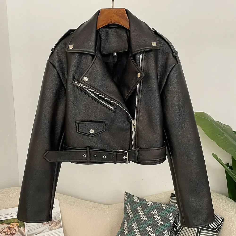 OFTBUY Motorcycle Style Biker Jacket Spring PU Leather Jacket Women Autumn Clothing Short Lapel Long-sleeved Faux Leather Jacket
OFTBUY Motorcycle Style Biker Jacket Spring PU Leather Jacket Women Autumn Clothing Short Lapel Long-sleeved Faux Leather Jacket
