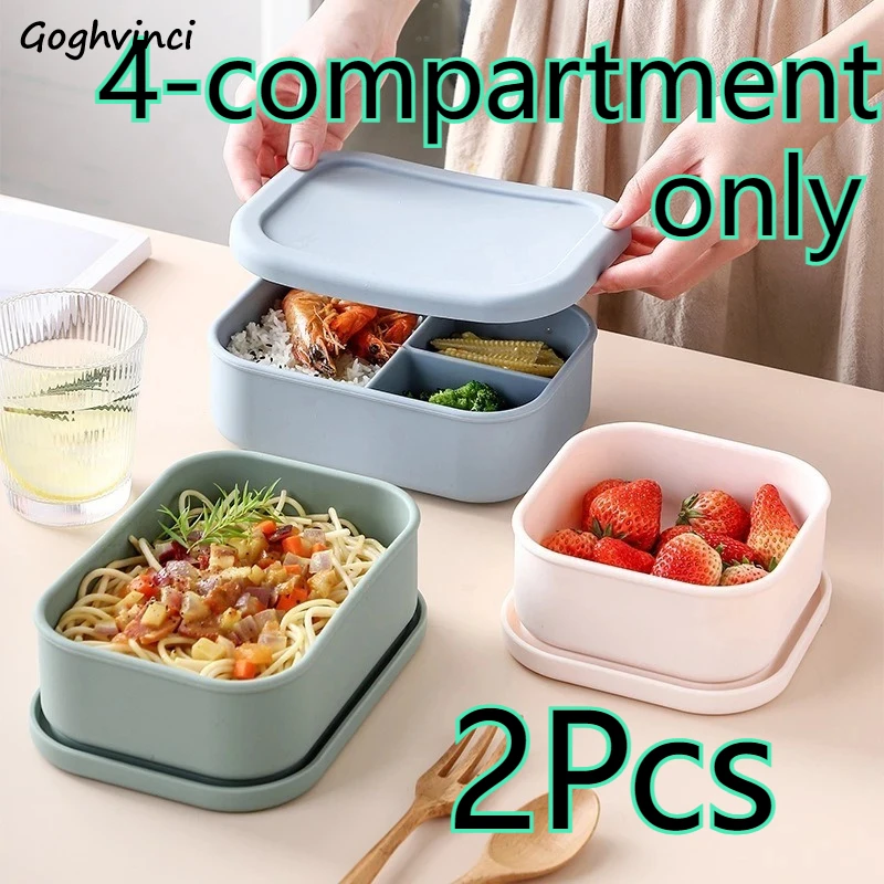 Lunch Box Microwave-safe 4 Compartment Storage Portable Easy To Clean Durable Odorless Safe Healthy No Flavor Mixing 2Pcs Ins
Lunch Box Microwave-safe 4 Compartment Storage Portable Easy To Clean Durable Odorless Safe Healthy No Flavor Mixing 2Pcs Ins