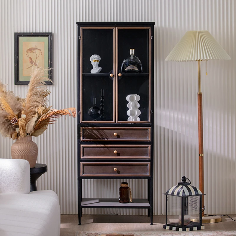 American wine cabinet against the wall, living room retro industrial wind cabinet, multi-layer locker, wrought iron glass displa
American wine cabinet against the wall, living room retro industrial wind cabinet, multi-layer locker, wrought iron glass displa