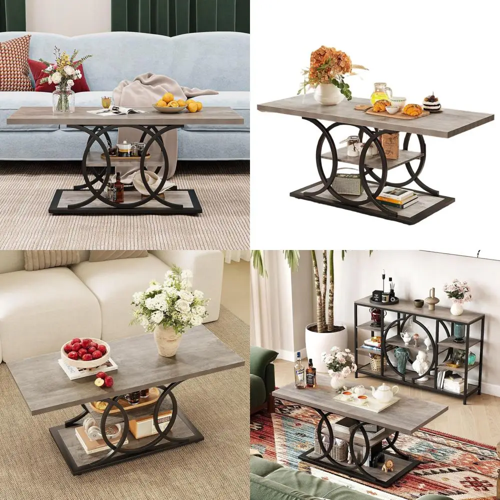 Industrial Style 3-Tier Storage Coffee Table with Vintage Gray Finish for Living Room, Office, or Bedroom
Industrial Style 3-Tier Storage Coffee Table with Vintage Gray Finish for Living Room, Office, or Bedroom