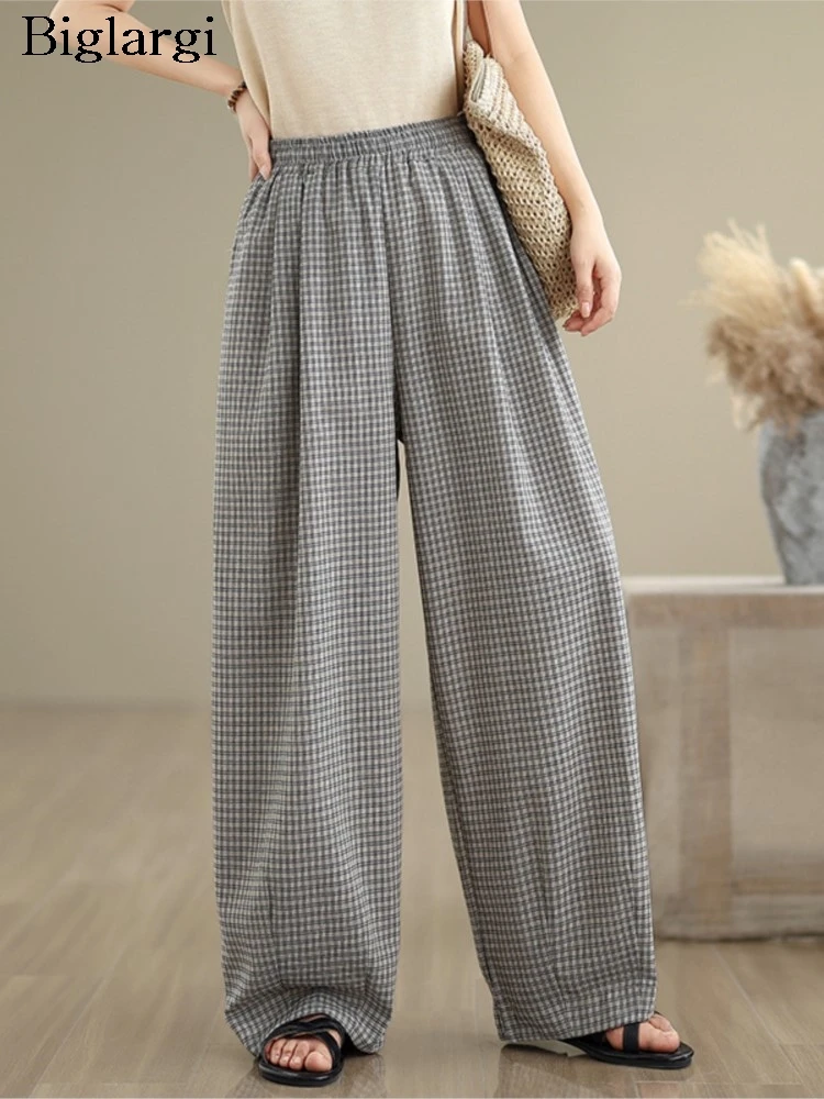 Oversized Spring Summer Plaid Print Pant Women Elastic High Waist Fashion Ladies Trousers Casual Loose Wide Leg Woman Pants
Oversized Spring Summer Plaid Print Pant Women Elastic High Waist Fashion Ladies Trousers Casual Loose Wide Leg Woman Pants