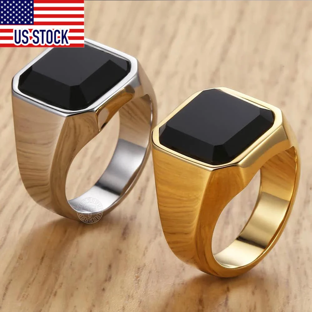 Mens Ring Rock Punk Smooth Black CZ Gold Silver Color 316L Stainless Steel Signet Rings Jewelry Wholesale Size 7-12 DHRM63
Mens Ring Rock Punk Smooth Black CZ Gold Silver Color 316L Stainless Steel Signet Rings Jewelry Wholesale Size 7-12 DHRM63