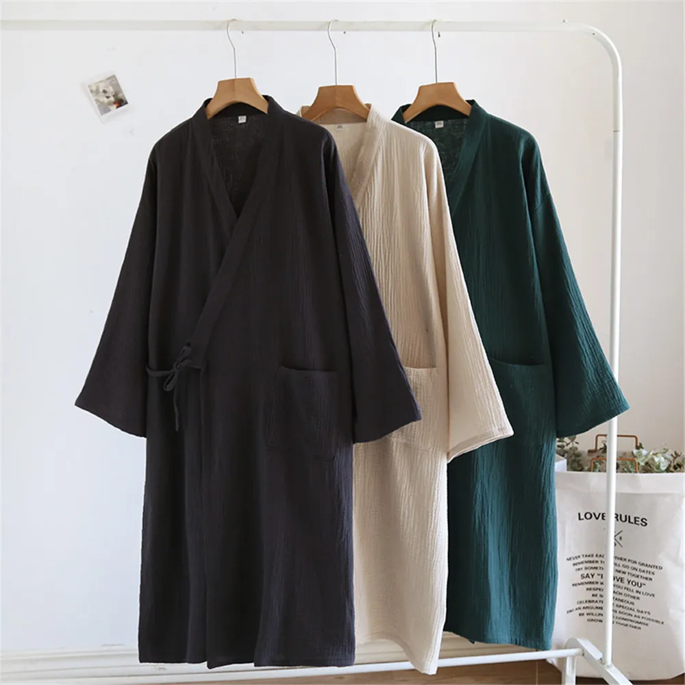 Japanese-style kimono spring and summer cotton crepe ladies thin nightgown men bathrobe robe home service pajamas
Japanese-style kimono spring and summer cotton crepe ladies thin nightgown men bathrobe robe home service pajamas