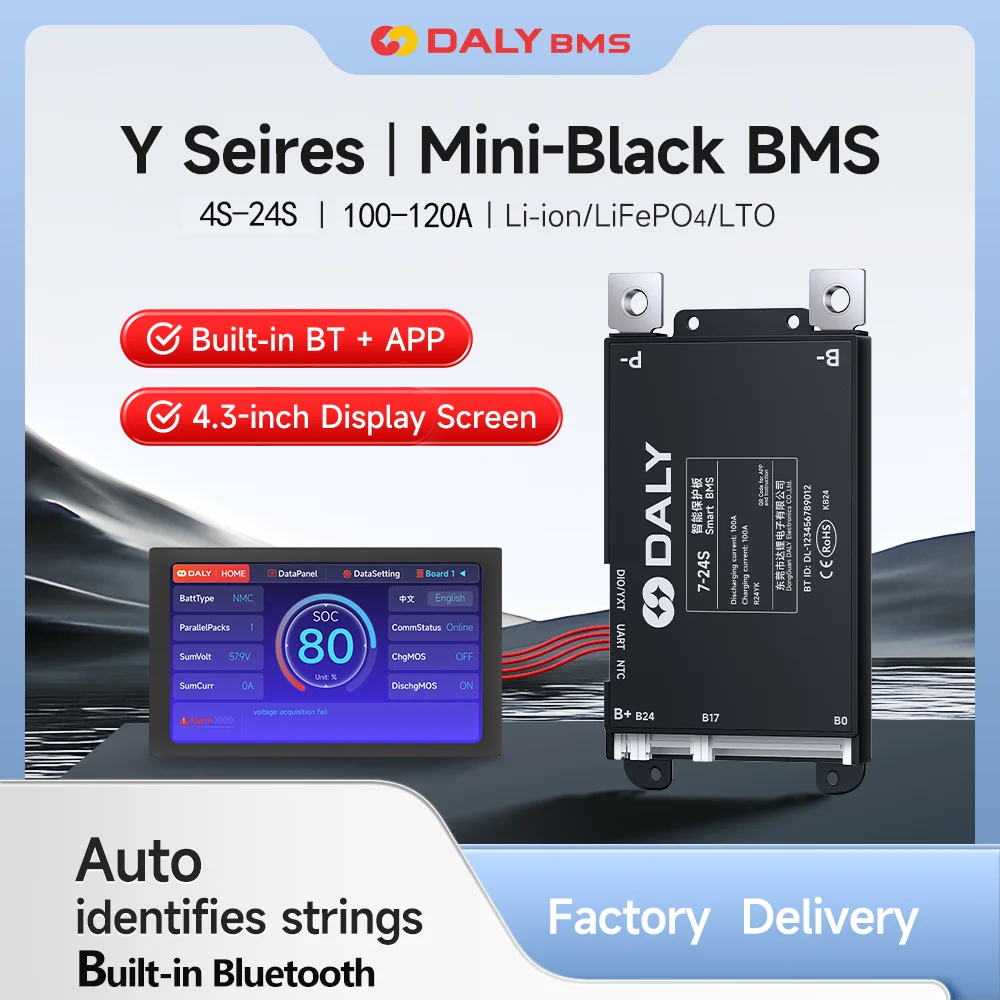 Daly Smart BMS 4.3LCD polegadas UART 100A 120A Bluetooth integrado 4S 6S 7S 8S 13S 14S 16S 17S 20S 24S Lifepo4 Li-Ion LTO
Daly Smart BMS 4.3LCD polegadas UART 100A 120A Bluetooth integrado 4S 6S 7S 8S 13S 14S 16S 17S 20S 24S Lifepo4 Li-Ion LTO