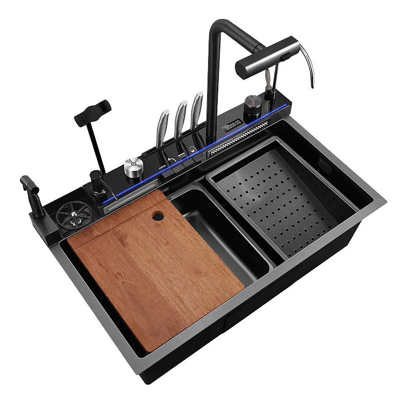 Luxury Single Bowl Kitchen Nano Sink Modern 304nm Stainless Steel Silver with Smart Digital Display
Luxury Single Bowl Kitchen Nano Sink Modern 304nm Stainless Steel Silver with Smart Digital Display