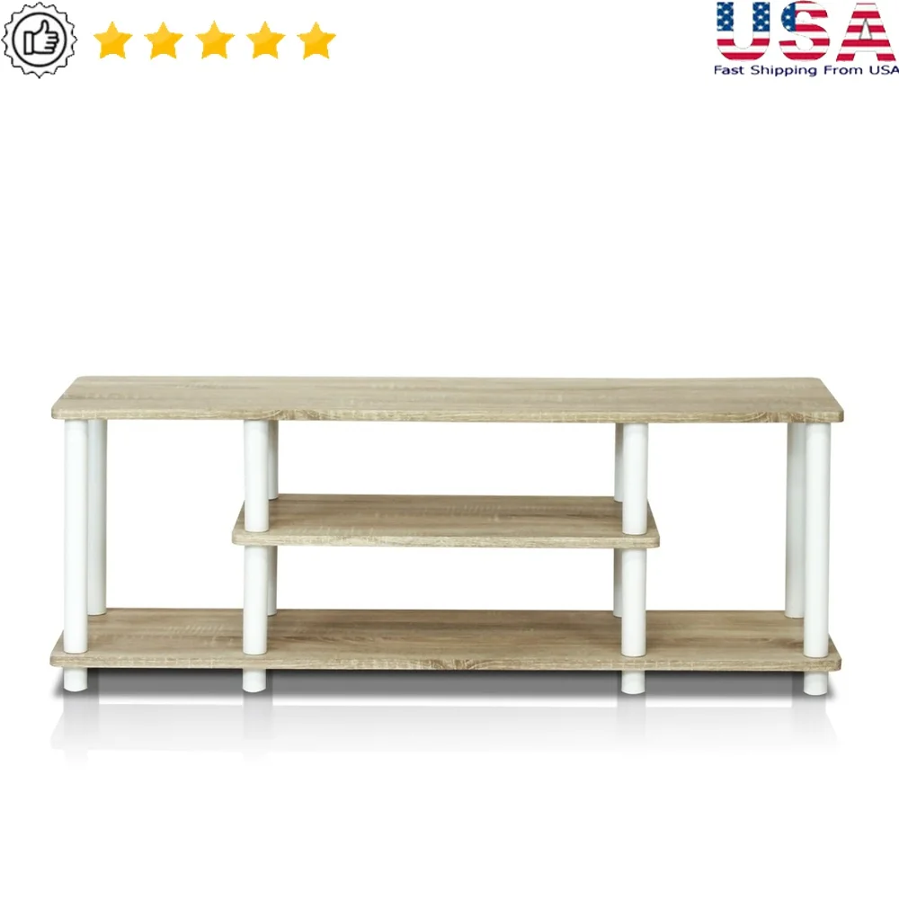 No Tool 3-Tier TV Stand Entertainment Center Easy Assembly Open Storage Oak White MDF Durable Shelves Home Furniture
No Tool 3-Tier TV Stand Entertainment Center Easy Assembly Open Storage Oak White MDF Durable Shelves Home Furniture