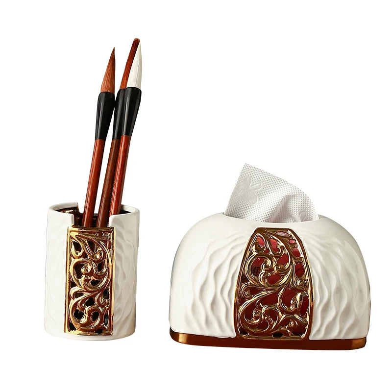 New Chinese-style Learning To Use Desk Retro Bamboo Pen Holder European-style Desktop Decorative Ceramic High-end Storage Holder
New Chinese-style Learning To Use Desk Retro Bamboo Pen Holder European-style Desktop Decorative Ceramic High-end Storage Holder