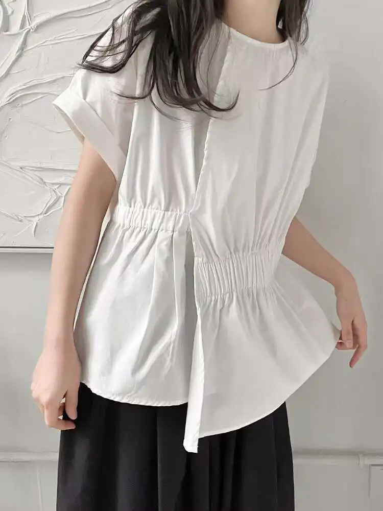 Ladies Short Sleeve T-Shirt Summer New Japanese Round Collar Asymmetric Design Leisure Loose Large Size Half Sleeve
Ladies Short Sleeve T-Shirt Summer New Japanese Round Collar Asymmetric Design Leisure Loose Large Size Half Sleeve