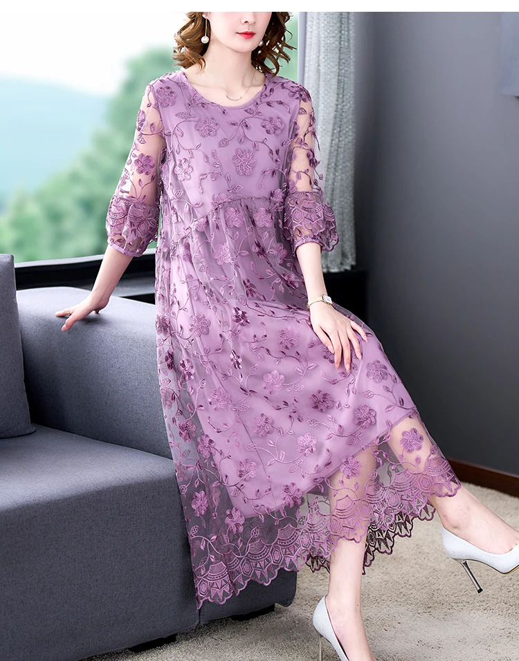 Spring Autumn Purple Floral Mulberry Silk Embroidery V-Neck Sexy Mdi Dress 2022 Women Korean Vintage Hepburn Elegant Party Dress
Spring Autumn Purple Floral Mulberry Silk Embroidery V-Neck Sexy Mdi Dress 2022 Women Korean Vintage Hepburn Elegant Party Dress