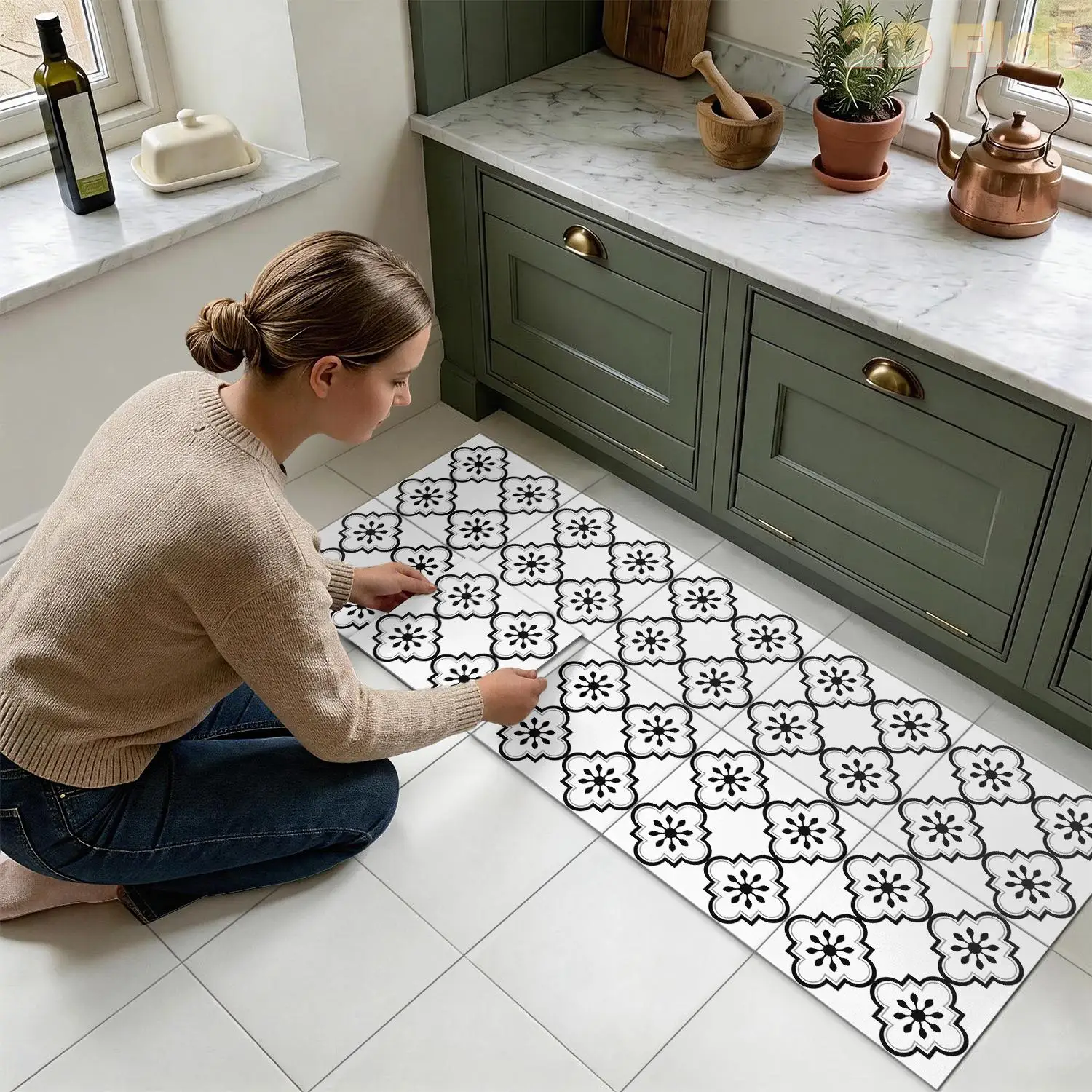 Vintage Black White Four-Leaf Floral Floor Stickers 20/30cm, Self-Adhesive Removable Vinyl Tile Stickers For Kitchen Bathroom
Vintage Black White Four-Leaf Floral Floor Stickers 20/30cm, Self-Adhesive Removable Vinyl Tile Stickers For Kitchen Bathroom