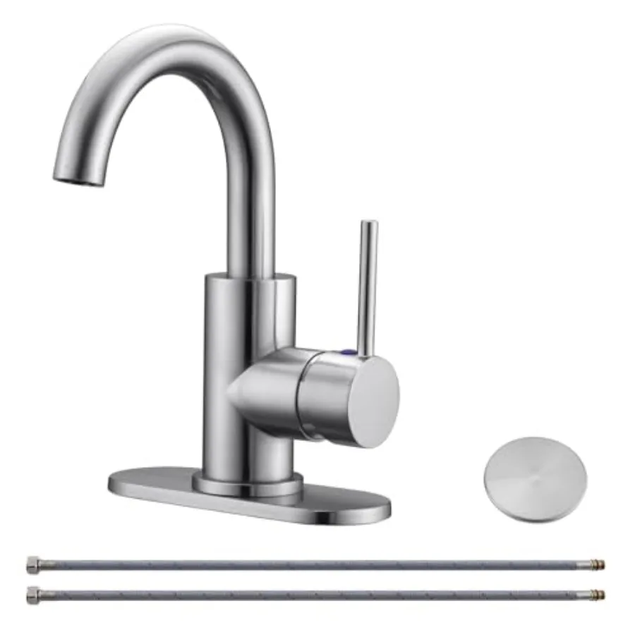 Single-Handle Swivel Spout Bathroom Sink Faucet with Pop-up Drain with Overflow and Supply Hose, Bar Sink Faucet, Small Kitchen
Single-Handle Swivel Spout Bathroom Sink Faucet with Pop-up Drain with Overflow and Supply Hose, Bar Sink Faucet, Small Kitchen