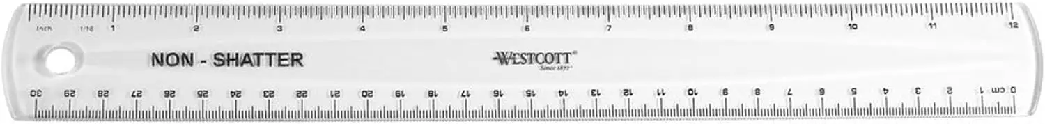Westcott Shatterproof Ruler, Design with Easy-to-Read Markings, Back-to-Classroom, 12-Inch
Westcott Shatterproof Ruler, Design with Easy-to-Read Markings, Back-to-Classroom, 12-Inch