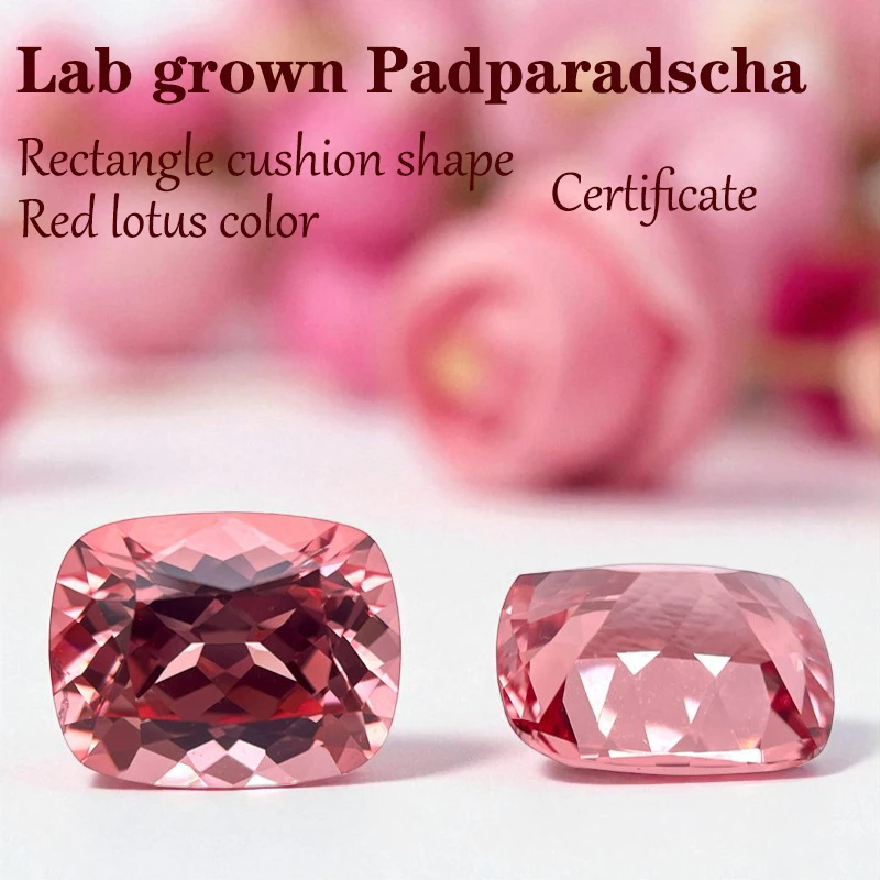 Lab Grown Padparadscha Rectangle Cusnion Snape VVS1 Red Lotus Color Advanced Jewelry Rings Earrings Making Certificate Wholesale
Lab Grown Padparadscha Rectangle Cusnion Snape VVS1 Red Lotus Color Advanced Jewelry Rings Earrings Making Certificate Wholesale