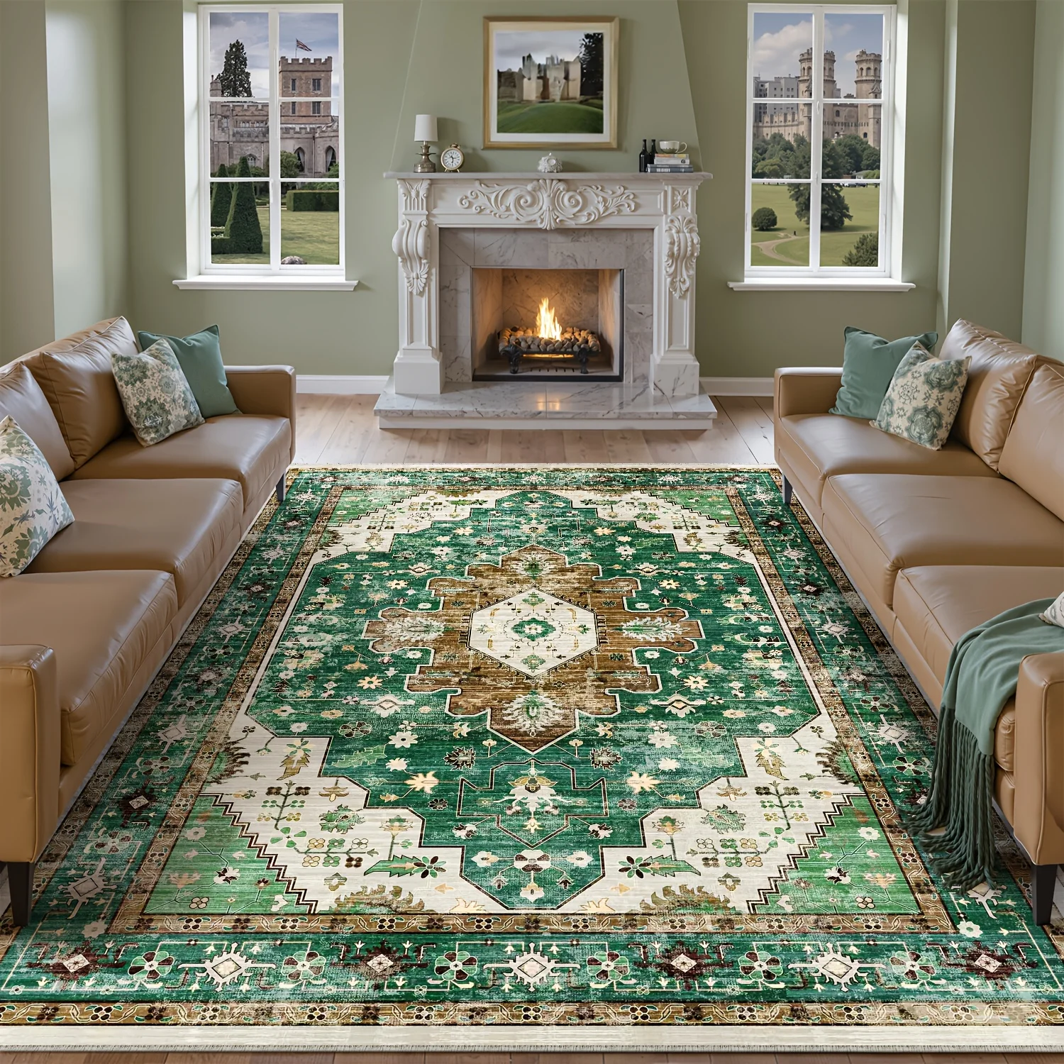 Vintage Green Floral Pattern Indoor Carpet | Suitable For Bedrooms, Foyers, Doorways, And Sofa Areas, Anti-Slip, Wear-Resistant, Multiple Sizes Available, Tufted Polyester And Tpr Material
Vintage Green Floral Pattern Indoor Carpet | Suitable For Bedrooms, Foyers, Doorways, And Sofa Areas, Anti-Slip, Wear-Resistant, Multiple Sizes Available, Tufted Polyester And Tpr Material