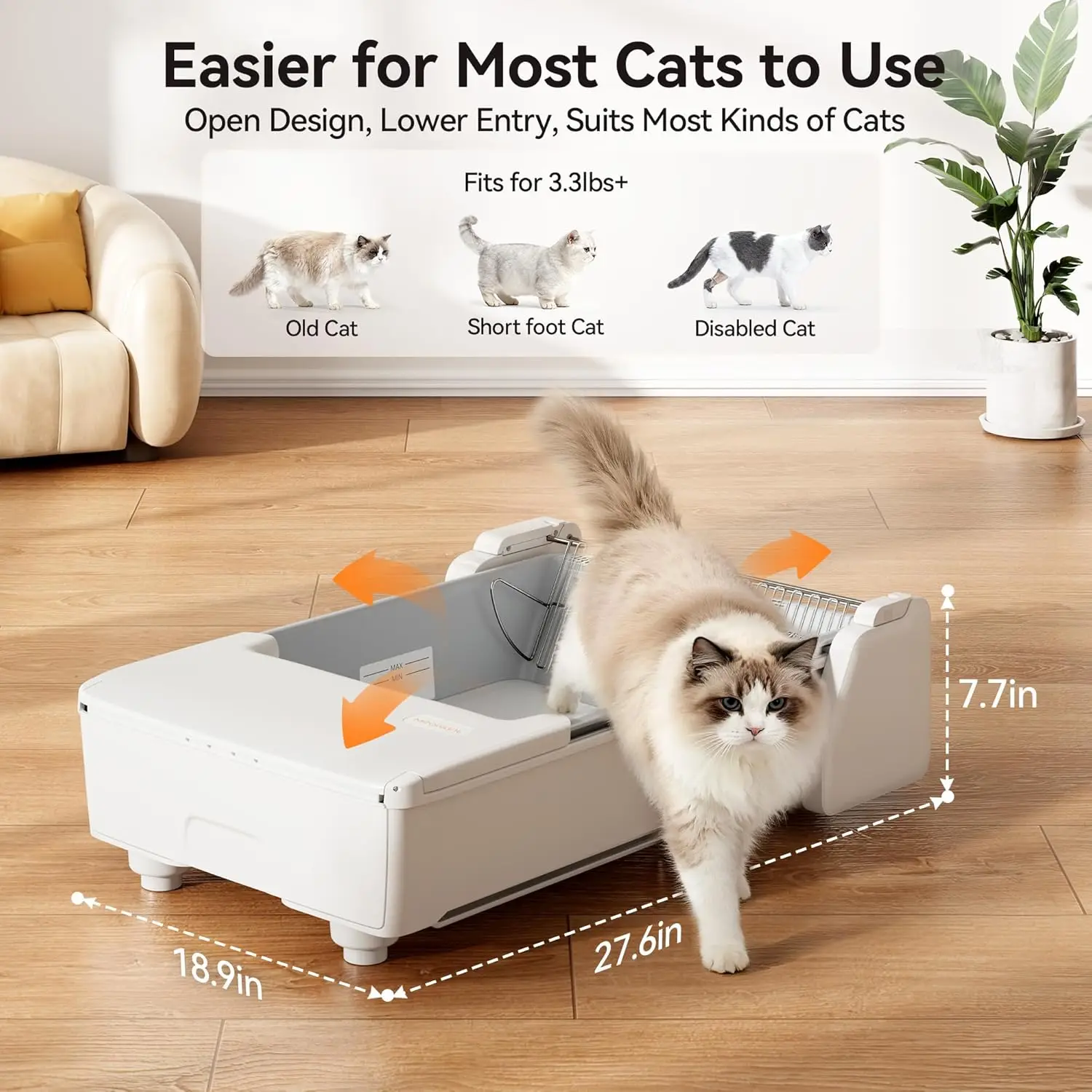 Open Top Self Cleaning Automatic Litter Box App Control Dual Rake Odor Control Anti Pinch Safety for Multi Cat, Customized
Open Top Self Cleaning Automatic Litter Box App Control Dual Rake Odor Control Anti Pinch Safety for Multi Cat, Customized