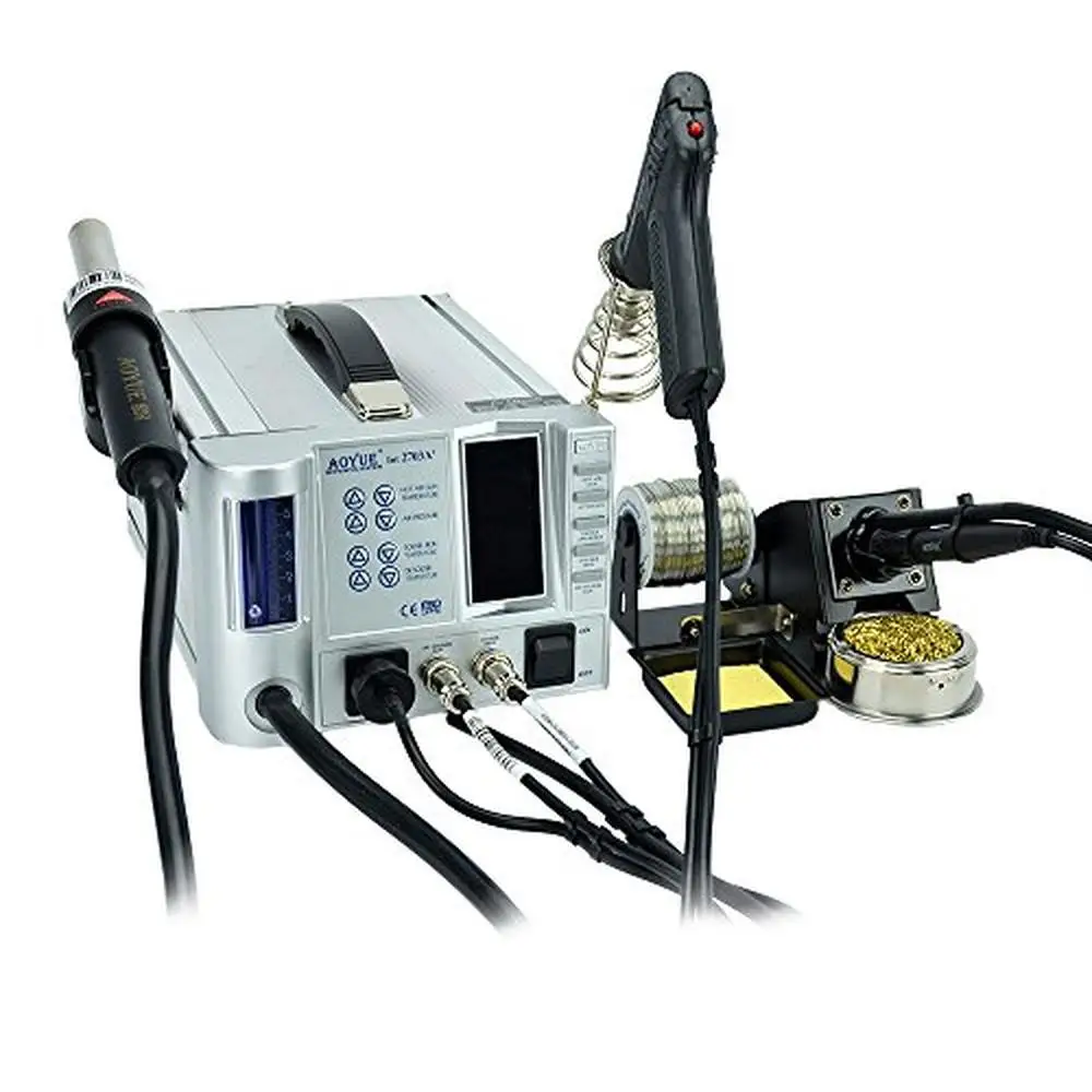 Профессиональная паяльная станция для ремонта SMD, паяльник с горячим воздухом, набор инструментов для распайки 2703A, высокая производительность, 70 Вт, 500 Вт, Atmega6A
Профессиональная паяльная станция для ремонта SMD, паяльник с горячим воздухом, набор инструментов для распайки 2703A, высокая производительность, 70 Вт, 500 Вт, Atmega6A