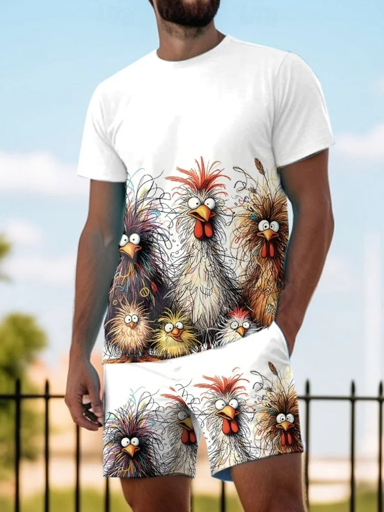 Комплект из 2 предметов, мужская футболка с 3D принтом курицы, комплект с шортами, летний повседневный мужской топ с короткими рукавами, уличные мужские спортивные шорты
Комплект из 2 предметов, мужская футболка с 3D принтом курицы, комплект с шортами, летний повседневный мужской топ с короткими рукавами, уличные мужские спортивные шорты