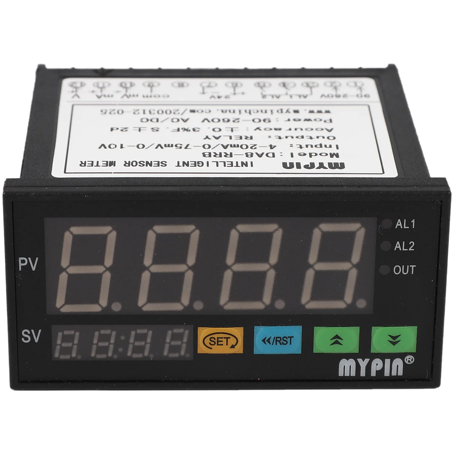 N84R mypin Digital Sensor Meter Multi-Functional Intelligent Led Display 0-75Mv/4-20Ma/0-10V 2 Relay Alarm Output Da8-Rrb
N84R mypin Digital Sensor Meter Multi-Functional Intelligent Led Display 0-75Mv/4-20Ma/0-10V 2 Relay Alarm Output Da8-Rrb