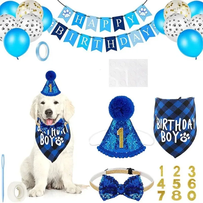Dog Birthday Party Decorations Set Blue Balloon Bandana Bib Collar Hat Pet Celebration Small Medium Dogs Hot Selling Item
Dog Birthday Party Decorations Set Blue Balloon Bandana Bib Collar Hat Pet Celebration Small Medium Dogs Hot Selling Item