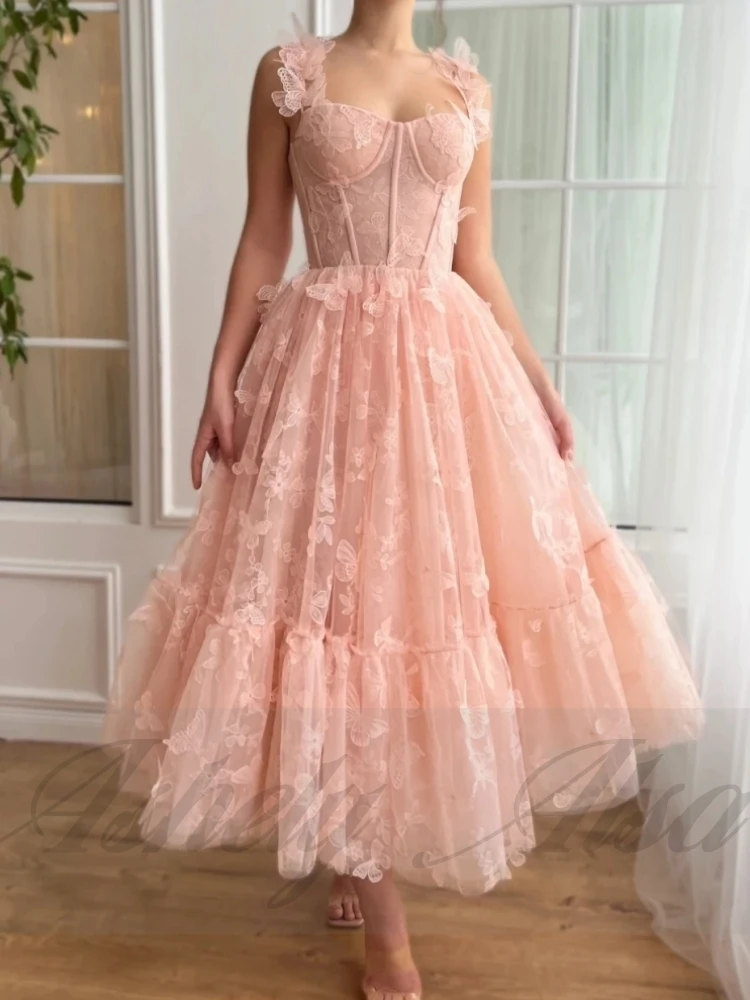 Elegant Pink Spaghetti Strap Butterfly Tea Length Women Prom Special Occasion Dress Wedding Guest Party Dress Formal Evening
Elegant Pink Spaghetti Strap Butterfly Tea Length Women Prom Special Occasion Dress Wedding Guest Party Dress Formal Evening