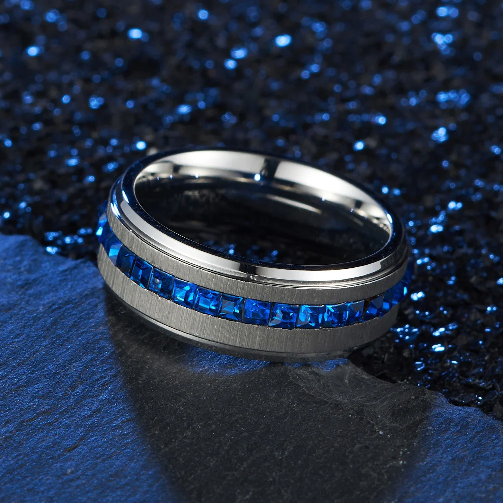 8MM Luxury Blue Square Crystal Engagement Ring Gemstone Stainless Steel Jewelry for Men And Women Customized Personalized Gift
8MM Luxury Blue Square Crystal Engagement Ring Gemstone Stainless Steel Jewelry for Men And Women Customized Personalized Gift