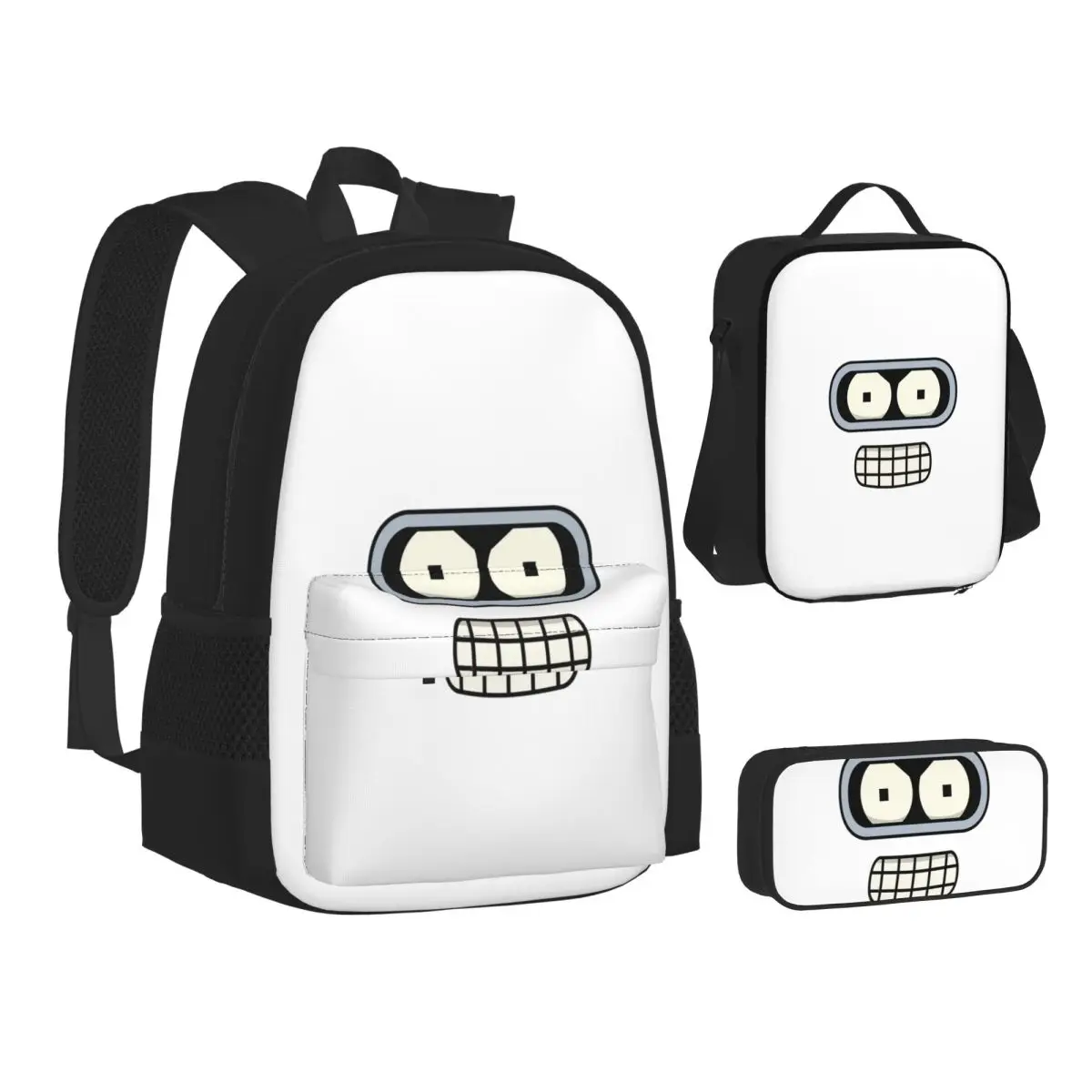 Bender's Face Backpacks Boys Girls Bookbag Students School Bags Kids Rucksack Lunch Bag Pen Bag Three-Piece Set
Bender's Face Backpacks Boys Girls Bookbag Students School Bags Kids Rucksack Lunch Bag Pen Bag Three-Piece Set