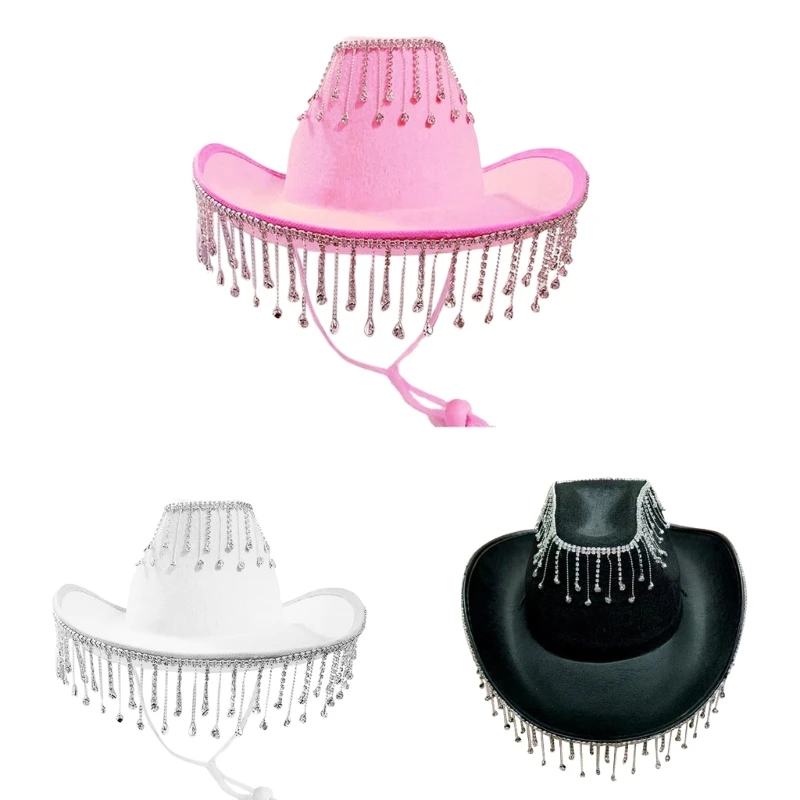 Cowboy Hat with Rhinestones Fringe 23" Circumference Fit for Adults Women Dropshipping
Cowboy Hat with Rhinestones Fringe 23" Circumference Fit for Adults Women Dropshipping