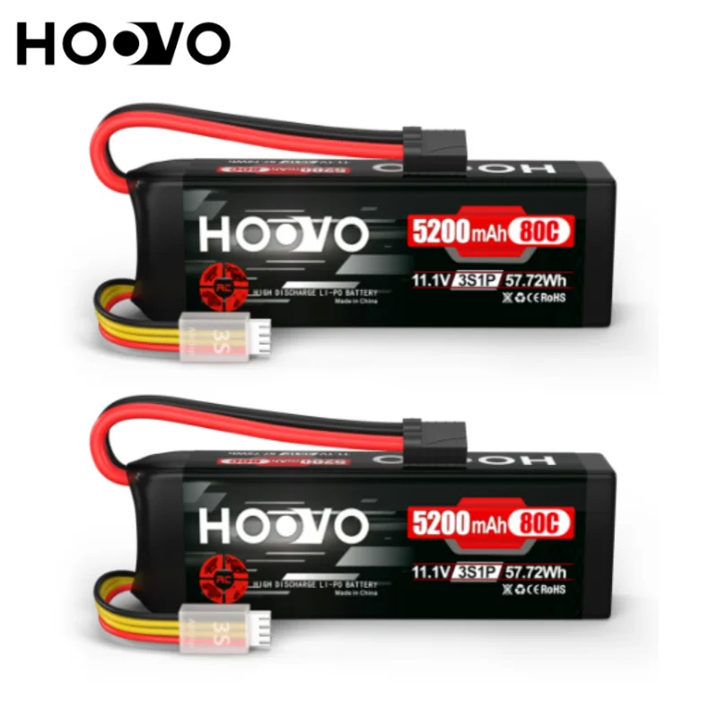 HOOVO 2Pcs LiPo Battery 3S 11.1V 80C 5200mAh Soft Case RC Battery with Tracxas Plug for RC Car RC Truck RC Boat Drones Hobby
HOOVO 2Pcs LiPo Battery 3S 11.1V 80C 5200mAh Soft Case RC Battery with Tracxas Plug for RC Car RC Truck RC Boat Drones Hobby