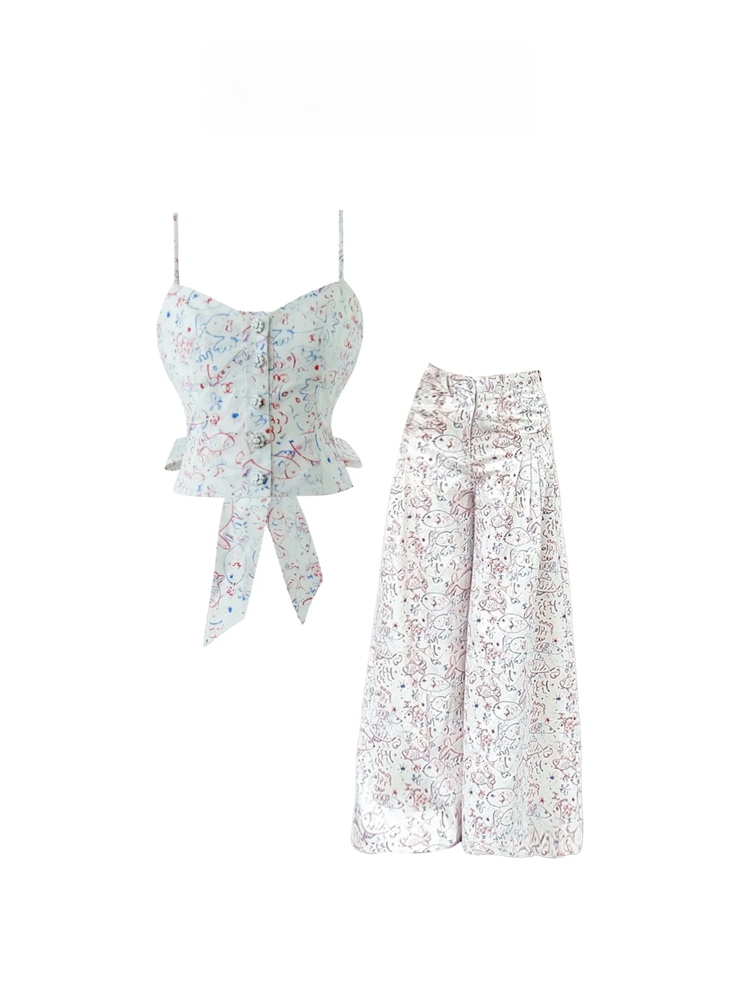 HEZA Summer Casual fiti Print Knot Strap Vest And Wide Leg Pants Women's Faion Set plus Size Commute Sle
HEZA Summer Casual fiti Print Knot Strap Vest And Wide Leg Pants Women's Faion Set plus Size Commute Sle