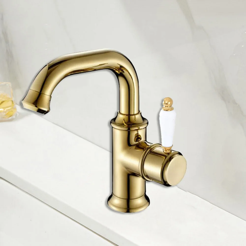 Gold Color Brass Single Ceramic Lever Kitchen Wet Bar Bathroom Vessel Sink Faucet One Hole Swivel Spout Mixer Tap asf942 
Gold Color Brass Single Ceramic Lever Kitchen Wet Bar Bathroom Vessel Sink Faucet One Hole Swivel Spout Mixer Tap asf942