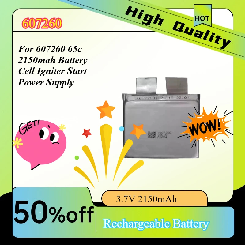 607260/857080/107080 3.7V 2150mAh High Quality Battery for 607260 65c 2150mah Battery Cell Igniter Start Power Supply
607260/857080/107080 3.7V 2150mAh High Quality Battery for 607260 65c 2150mah Battery Cell Igniter Start Power Supply