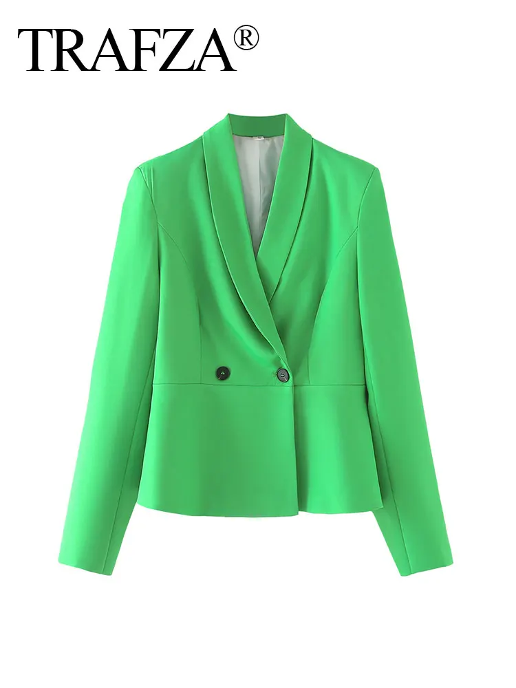 TRAFZA Fashion Elegant Women's All Match Long Sleeves Lapel Double Breasted Solid Elegant Blazer Coats For Women 2024 Spring
TRAFZA Fashion Elegant Women's All Match Long Sleeves Lapel Double Breasted Solid Elegant Blazer Coats For Women 2024 Spring