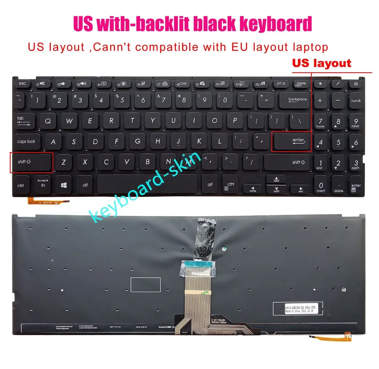 New US backlit Keyboard For Asus Vivobook Y5200 Y5200F Y5200FB Y5200U FL8700F FL8700 V5200 V5200F V5200JP V5200U laptop
New US backlit Keyboard For Asus Vivobook Y5200 Y5200F Y5200FB Y5200U FL8700F FL8700 V5200 V5200F V5200JP V5200U laptop