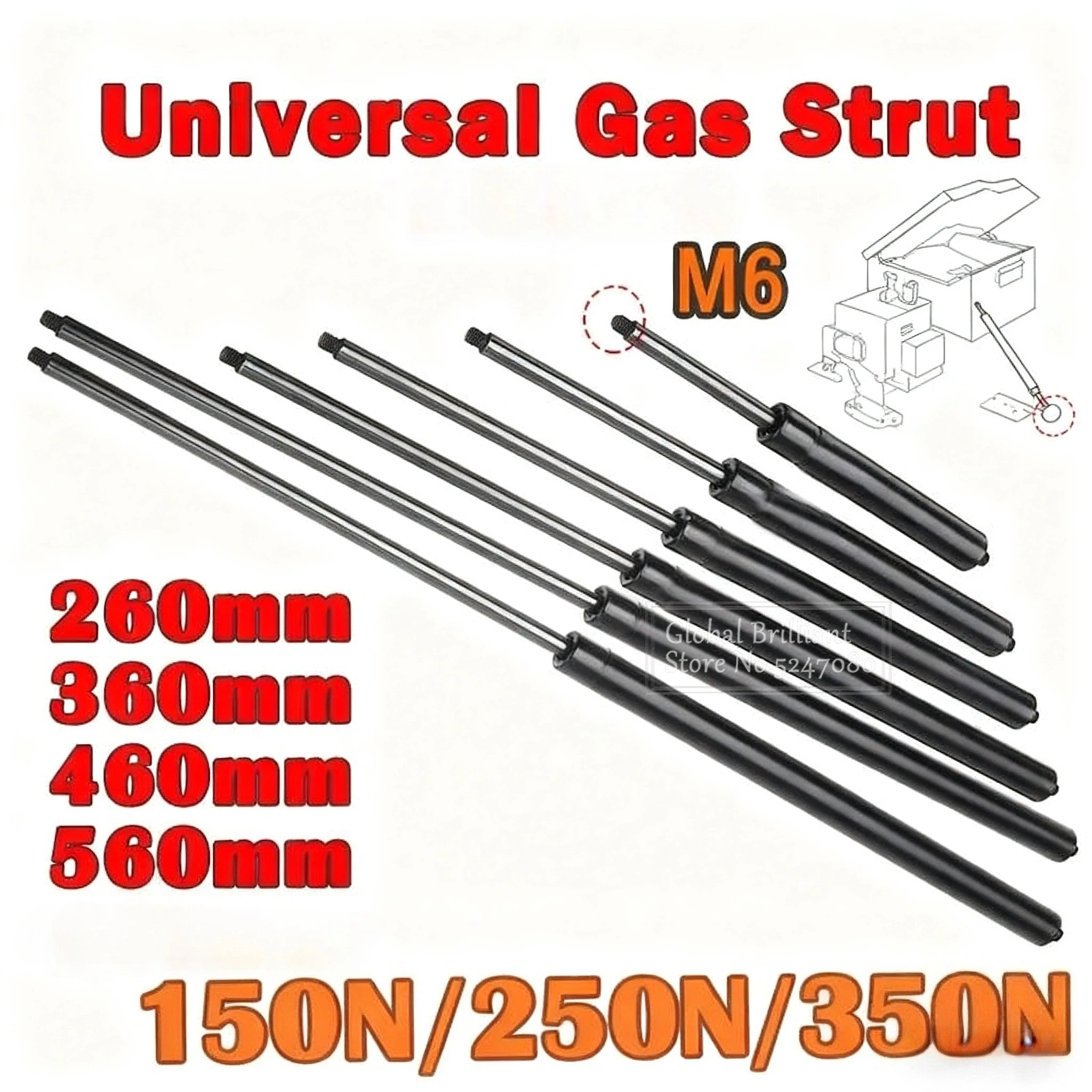 1pc 2pcs 150N-350N 260-660mm Gas Strut Bars Gas Spring Hood M6 Support Rod Shock Lift for RV Bed Window Bus Caravans
1pc 2pcs 150N-350N 260-660mm Gas Strut Bars Gas Spring Hood M6 Support Rod Shock Lift for RV Bed Window Bus Caravans
