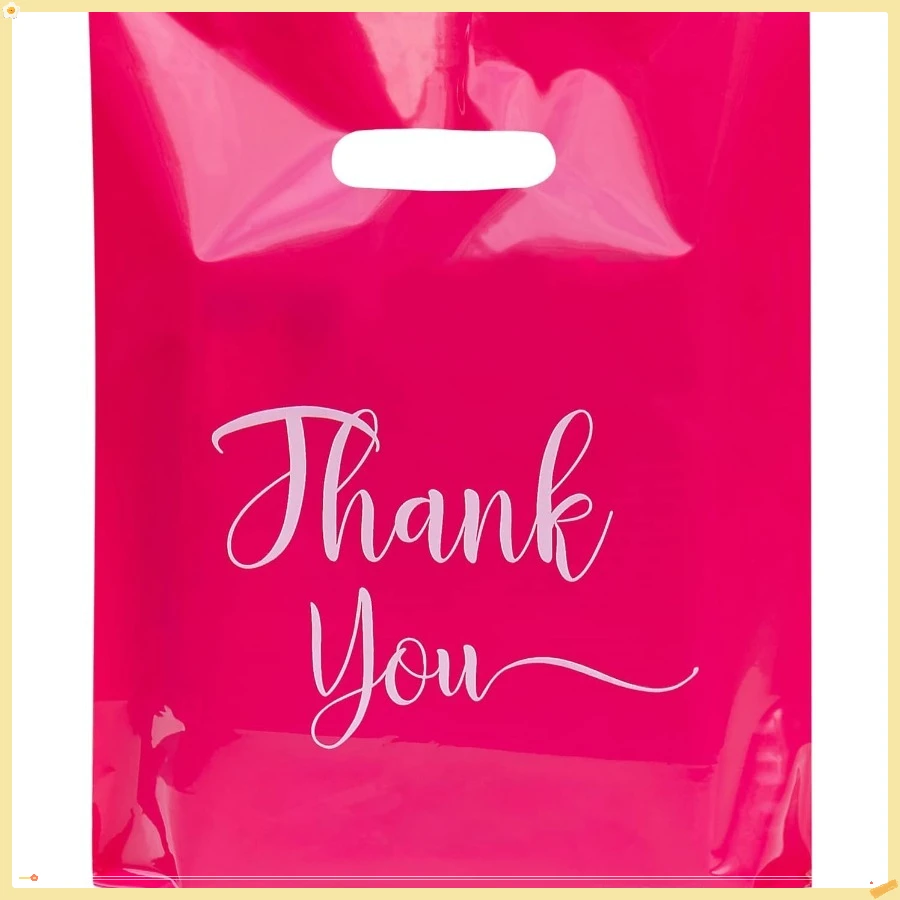 Thank You Bags, 100 Pack Bulk Plastic, Merchandise Bags for Packaging Products, Die Cut Shopping Bags for Small Business
Thank You Bags, 100 Pack Bulk Plastic, Merchandise Bags for Packaging Products, Die Cut Shopping Bags for Small Business