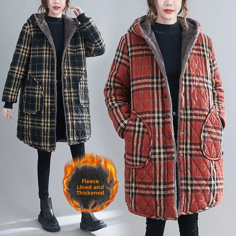 Thiened Cotton Flannel Coat Women's Winter Large Size Plump MM Mid-Length Hooded Cotton Clothes Fce-Lined Hooded Coat
Thiened Cotton Flannel Coat Women's Winter Large Size Plump MM Mid-Length Hooded Cotton Clothes Fce-Lined Hooded Coat