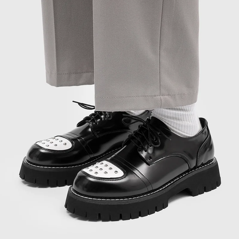 men's fashion punk hip hop rivets shoes lace-up original leather derby shoe black trendy platform sneakers designer footwear man
men's fashion punk hip hop rivets shoes lace-up original leather derby shoe black trendy platform sneakers designer footwear man