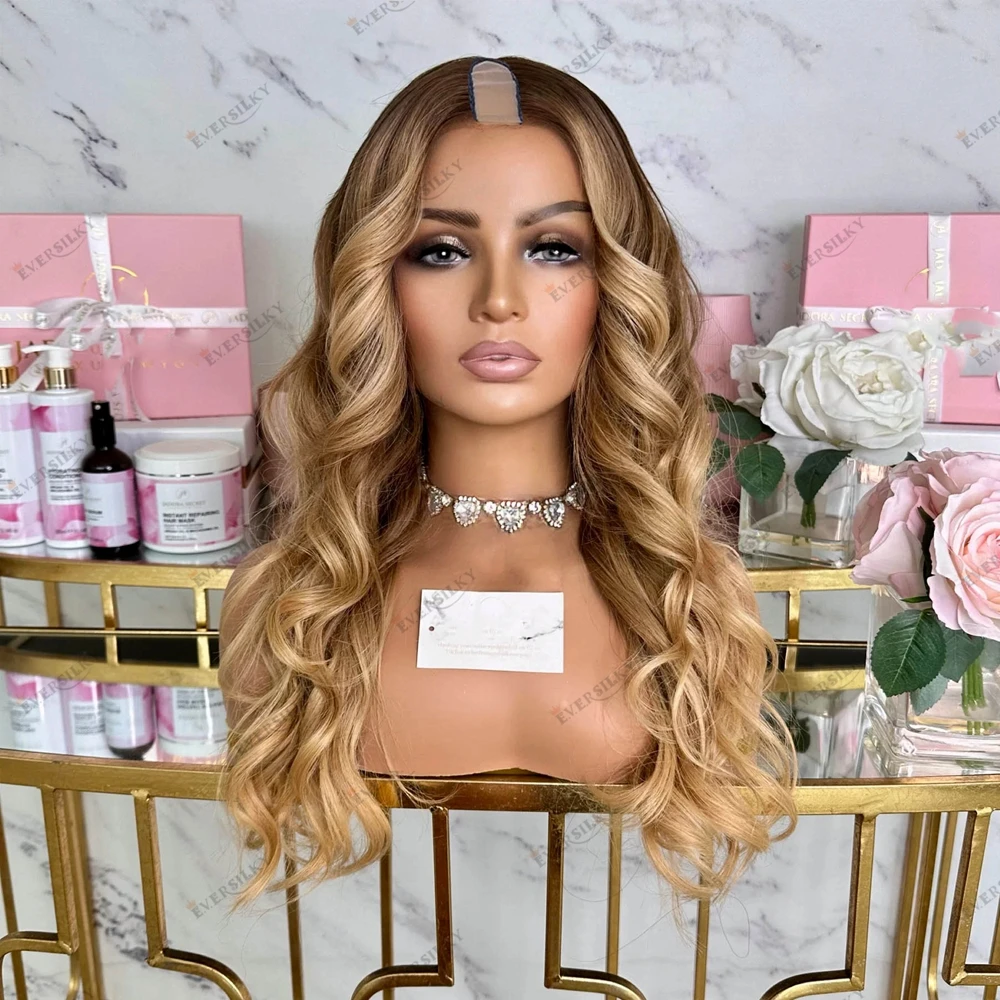 Ombre Honey Blonde Natural V Part Wigs Dark Brown Roots Human Hair Wig Women Easy Install 1x4 Size U Part Glueless Cheap Remy
Ombre Honey Blonde Natural V Part Wigs Dark Brown Roots Human Hair Wig Women Easy Install 1x4 Size U Part Glueless Cheap Remy